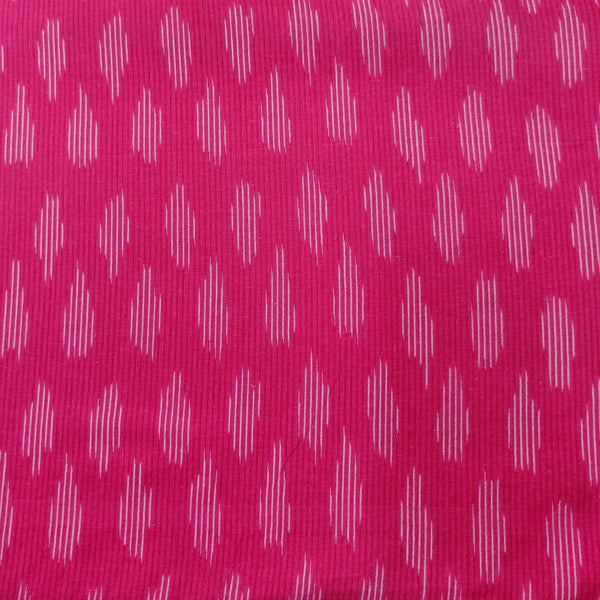 Precut 1.65 Meter Pure Cotton Ikkat Pink With Tiny Weaves Hand Woven Fabric