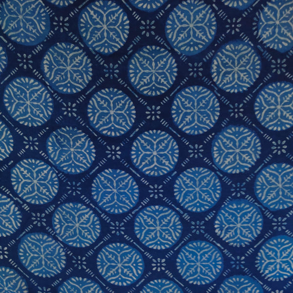 Pre-Cut 1.5 Meters Pure Cotton Indigo With Chakra Grid Hand Block Print Fabric