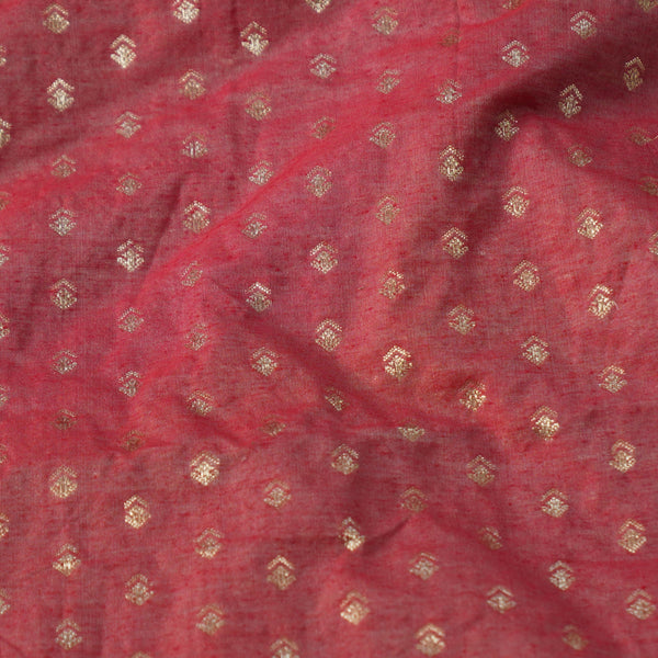 Pre-Cut 2.35 Meters  Banarasi Brocade Pastel Blush With Tiny All Over Motifs Woven Fabric