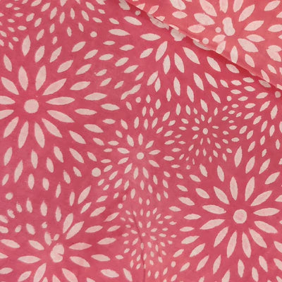 Precut 1.40 Meters Pure Cotton Special Ankola Dabu Pink With Abstract Flowers Hand Block Print Fabric