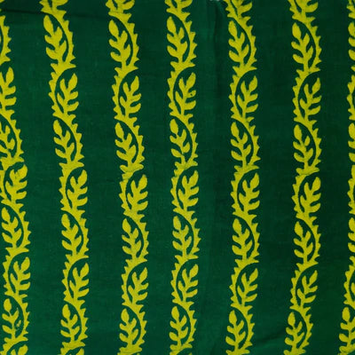 Precut 1.45 Meters Pure Cotton Special Ankola Dabu Dark Green With Creeper Stripes Hand Block Print Fabric