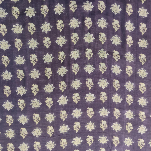 Precut 1.5 Meters Muslin Wild Pastel Purple With Small Cream Flowers Flowy Fabric