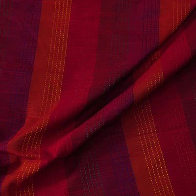 Precut 1.90 meter Cotton Silk Shades Of Pink Kaatha Stripes Fabric