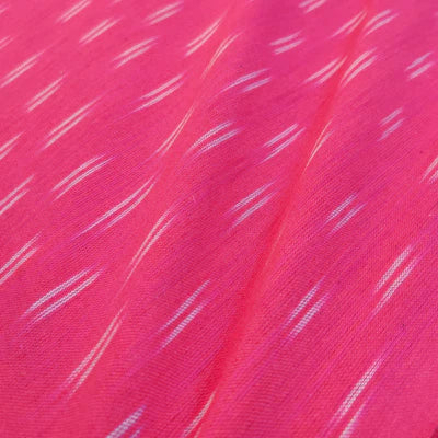 Precut ( 1.45 Meter ) Pure Cotton Ikkat Pink With Tiny Double Weaves Hand Woven Fabric