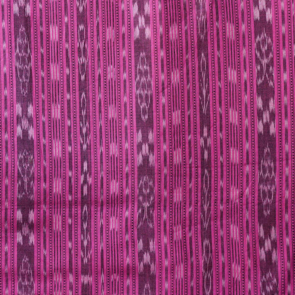 Pure Cotton Sambhalpuri Ikkat  Intricate Weaved Stripes Purple Hand Woven Fabric