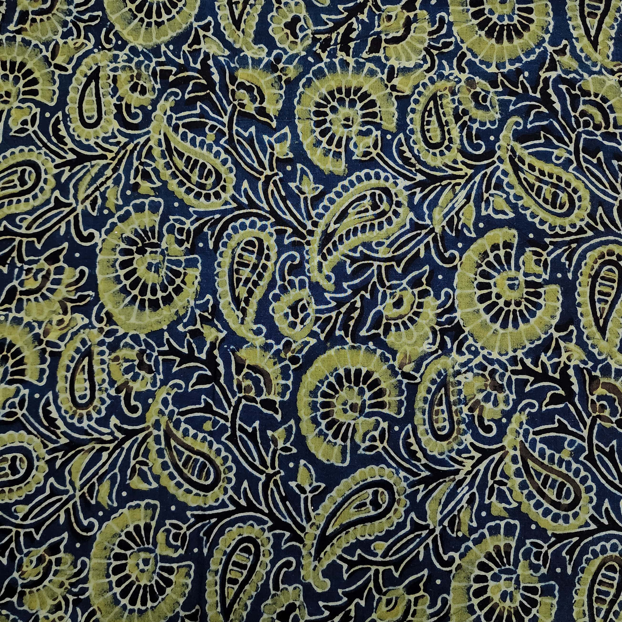 Pure Cotton Ajrak Persian Blue With Beautiful Fuller Flower Jaal Hand ...