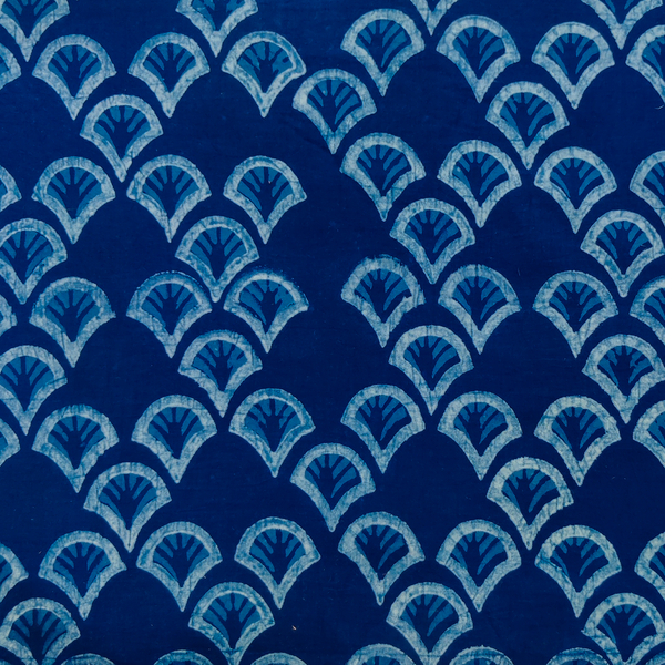 Pre-cut (1,69 meter )Pure Cotton Akola Indigo With Sea Shells Hand Block Print Fabric