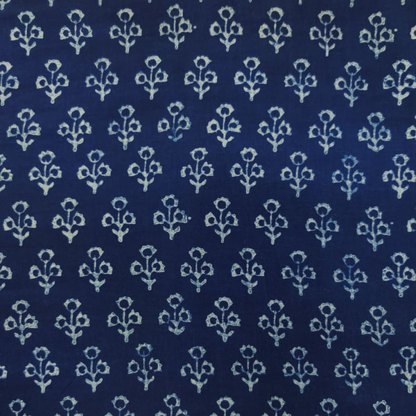 Pre-cut 1.5 meter Pure Cotton Akola Indigo With Tiny Motifs Hand Block Print Fabric