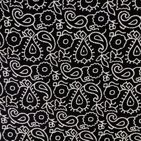 Pure Cotton Black With Kairi Jaal Screen Print Fabric