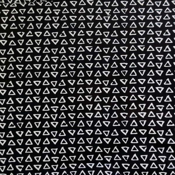 Pure Cotton Black With Triangles Screen Print Fabric