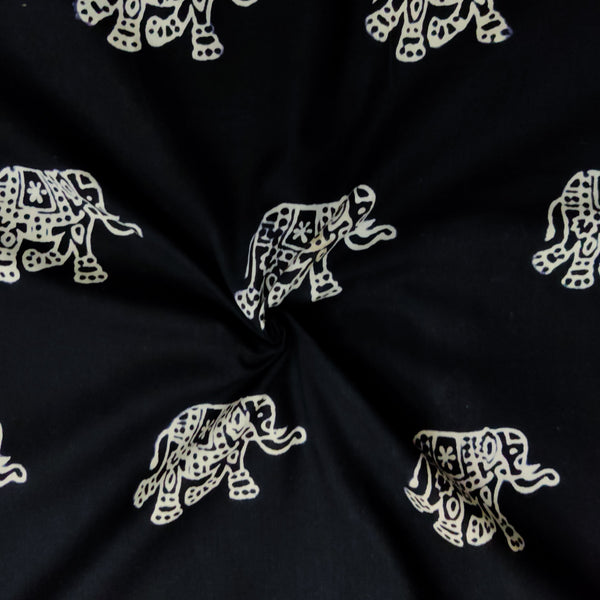 Cotton Elephant Print Fabric, Printed, White,Black at Rs 56/meter in Jaipur