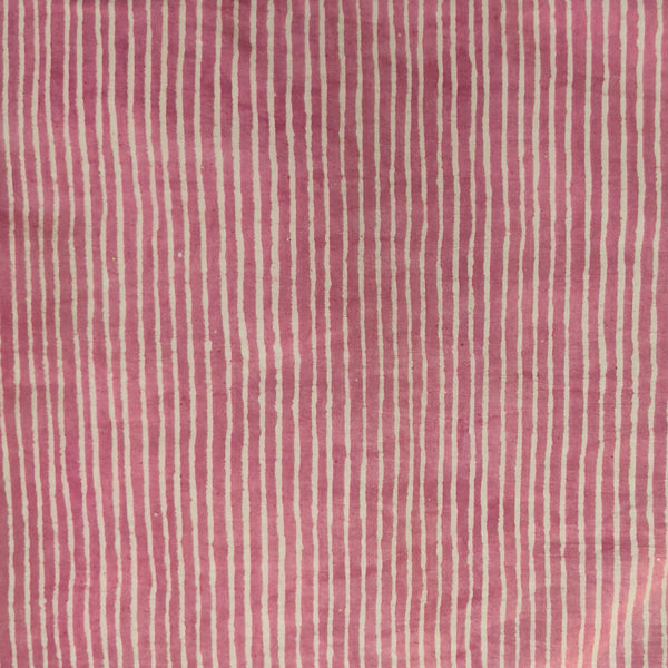 Pre Cut 1.5 meter Pure Cotton Dabu Baby Pink Stripes Hand Block Print Fabric