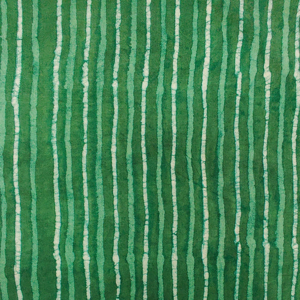 Precut 2 Meter Pure Cotton Dabu Bottle Green With Stripes Hand Block Print Fabric