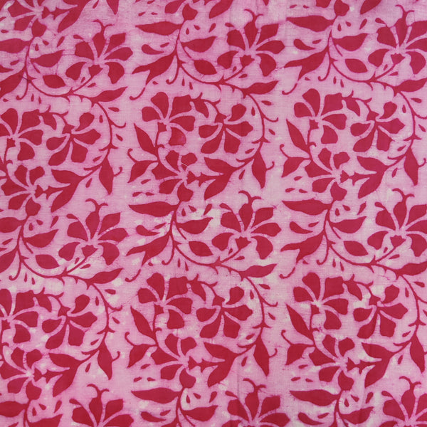 Pre-Cut 1.48 meter Pure Cotton Dabu Light Burgundy With Jaal Hand Block Print Fabric