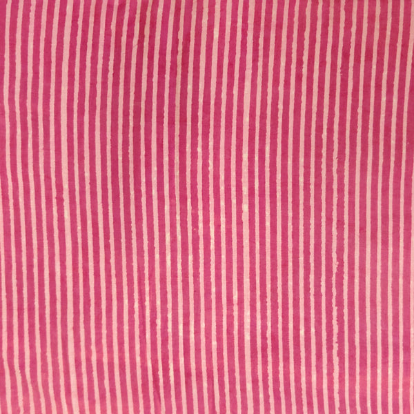 Pure Cotton Dabu Pink Stripes Hand Block Print Fabric