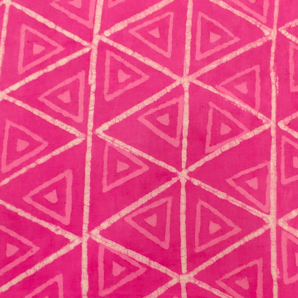 Pure Cotton Dabu Pink Triangle In A Triangle Hand Block Print blouse piece Fabric (0.90 meter)