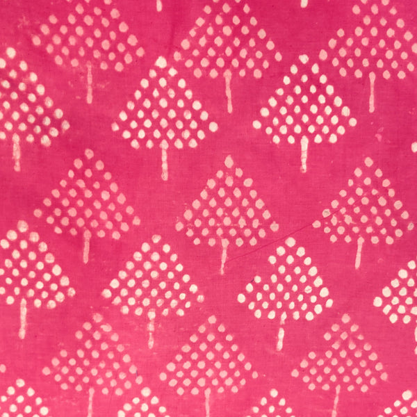 Pure Cotton Dabu Pink Tree Hand Block Print Fabric