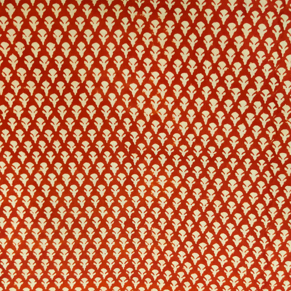 Pure Cotton Dabu Rust With Tiny Beige Motifs Hand Block Print Fabric