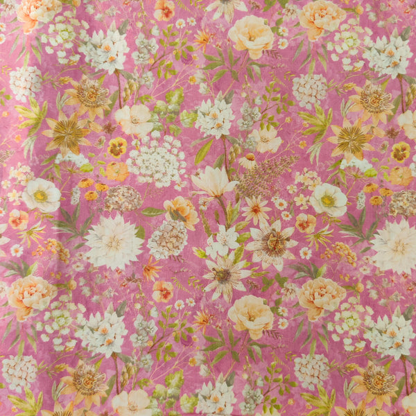 Surat  Cotton Digital Print English Pink With White Floral Fabric