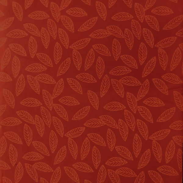 Precut 1.85 Meter Pure Cotton Discharge Print Shades Of Orange All Over Leaves Pattern Hand Block Print Fabric