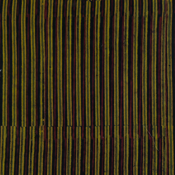 Pre-Cut 2 Meter Pure Cotton Double Ajrak With Maroon Yellow Green Stripes Hand Block Print Fabric