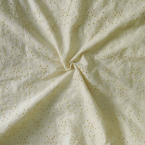 Width 61 Inches Pure Cotton Hakoba Cream With All Over Pattern Fabric