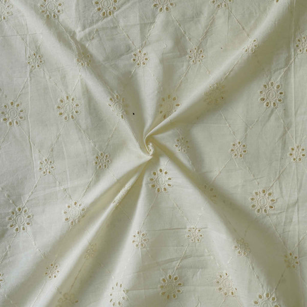 Width 61 Inches Pure Cotton Hakoba Cream With Small Flower Big Flower In A Diamond Mesh Fabric