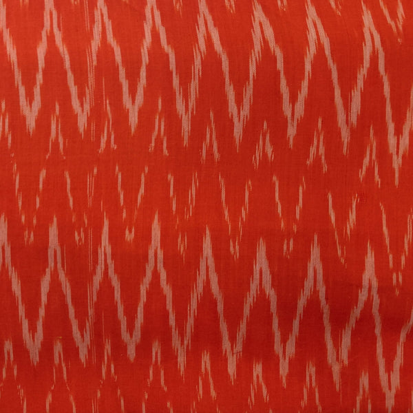 Blouse Piece 1 meter Pure Cotton Ikkat Orange ZigZag Woven Fabric