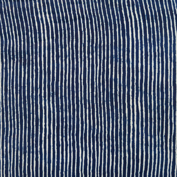 Pure Cotton Indigo Fine Lines Hand Block Print Fabric