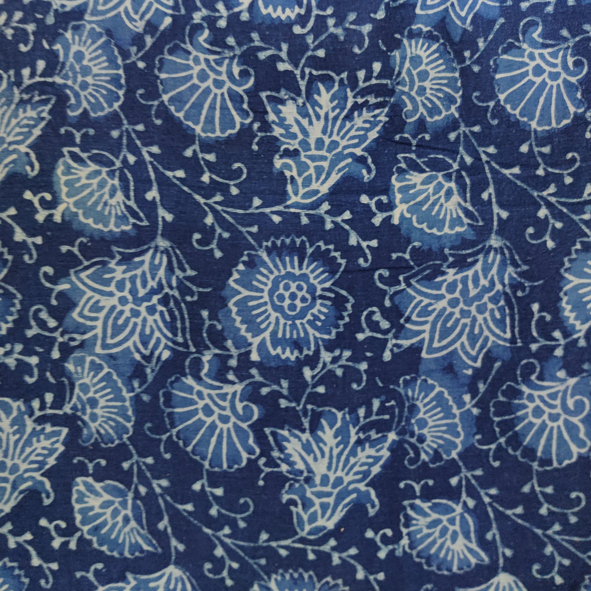 Pure Cotton Indigo Triangle Hand Block Print Fabric - Sanskruti