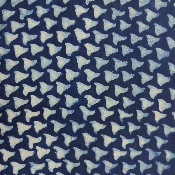 Pure Cotton Indigo Triangle Hand Block Print Fabric - Sanskruti