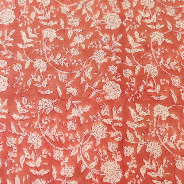 Pure Cotton Jaipuri Peach With Simple Jaal Hand Block Print blouse Fabric ( 1 meter )