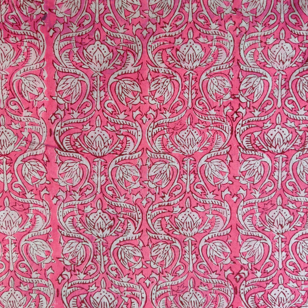 Pure Cotton Jaipuri Pink All Over Pattern Block Print Blouse Fabric ( 0.95 CM )