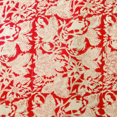 Pure Cotton Jaipuri Rust With Wild Jaal Hand Block Print Blouse Fabric ( 1 Meter )