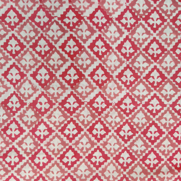 Pre-cut 1.70 meter Pure Cotton Jaipuri Shades Of Pink All Over Pattern Hand Block Print Fabric