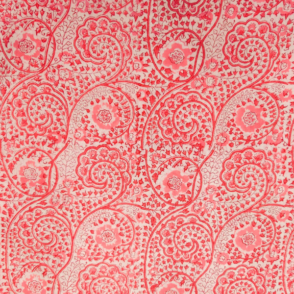 Pure Cotton Jaipuri With Pink Chakra Jaal Hand Block Print blouse piece Fabric(0.90 meter)