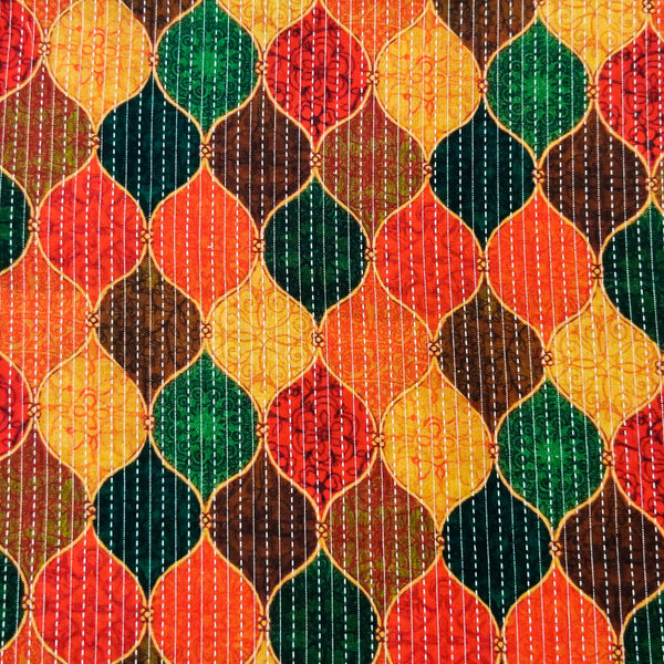 Pure Cotton Kaatha Multi Colour Comb Print Fabric