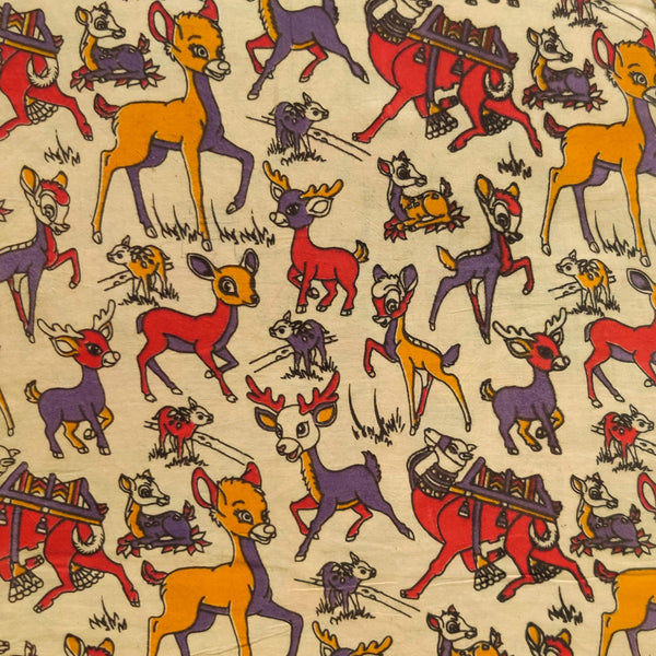 Pure Cotton Kalamkari Cream With Deers And Camels Print Fabric