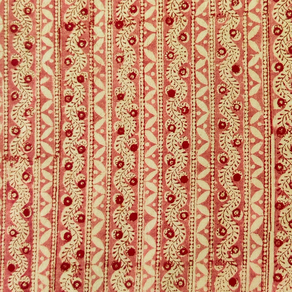 Pure Cotton Kalamkari Madder Tribal Rustic Stripes Hand Block Print Fabric