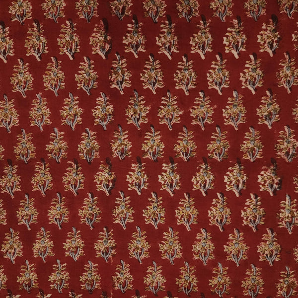 Pure Cotton Kalamkari Rust With Simple Motifs Hand Block Print Fabric Hand Block Print Fabric