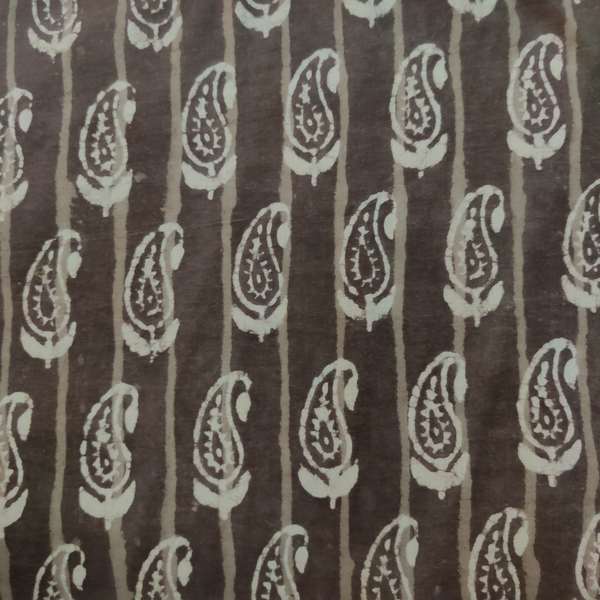 Pure Cotton Kashish Stripes With Kairi Hand Block Print Blouse Fabric ( 80 Cm )