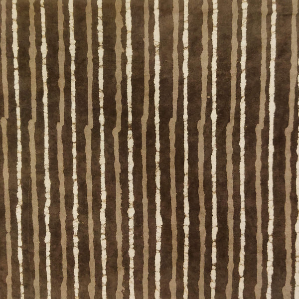 Pure Cotton Kashish With Cream And Light Brown Stripes Hand Block Print Fabric