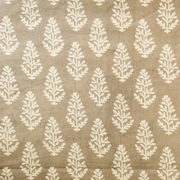 Pure Cotton Kashish With Cream Fern Plant Hand Block Print Fabric