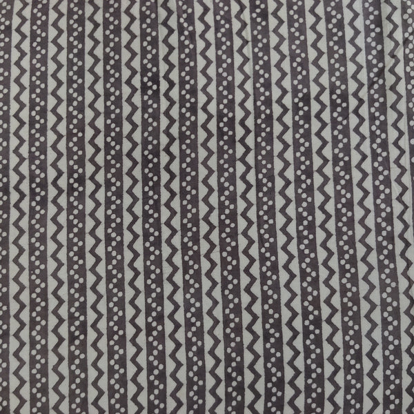 Precut 1.5 Meter Pure Cotton Kashish With ZigZag And Dot Zig Zag Stripes Hand Block Print Fabric