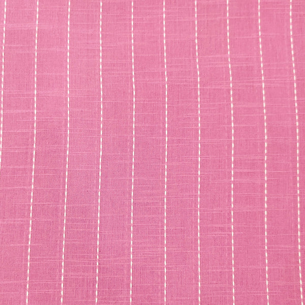 Pure Cotton Lavender Handloom With Thread Stripes Woven Fabric