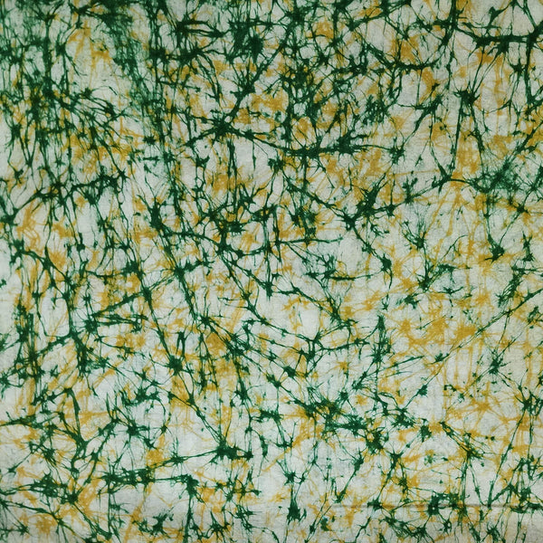 Pure Cotton Light Batik Yellow And Green Texture Handmade Fabric