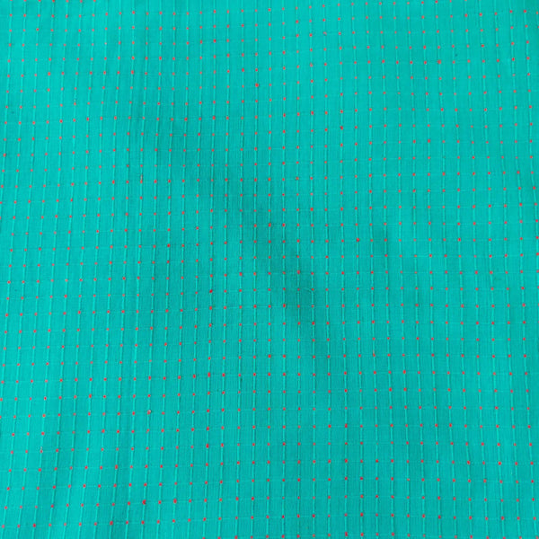 Pure Cotton Light Blue With Tiny Pink Dots Handloom Blouse Fabric ( 1.25 Meters )