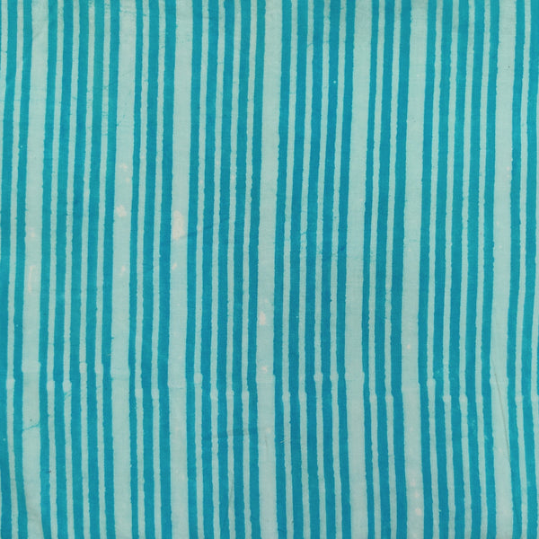 Pure Cotton Light Dabu Light Blue Uneven Stripes Hand Block Print Blouse Fabric ( 0.80 CM )