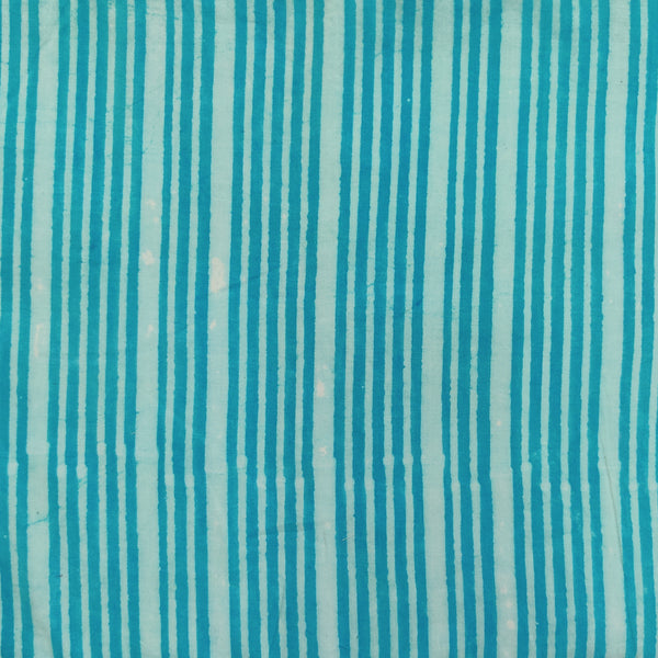 Pure Cotton Light Dabu Light Blue Uneven Stripes Hand Block Print Fabric