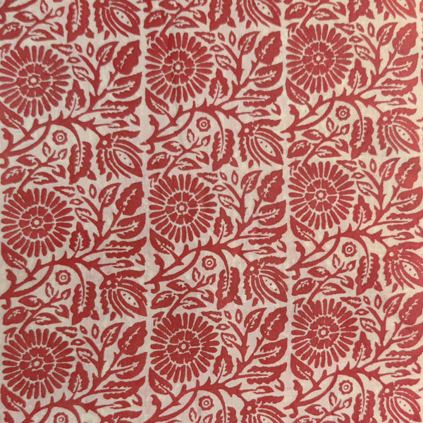 Pure Cotton Light Dabu With Peach Floral Jaal Hand Block Print Fabric